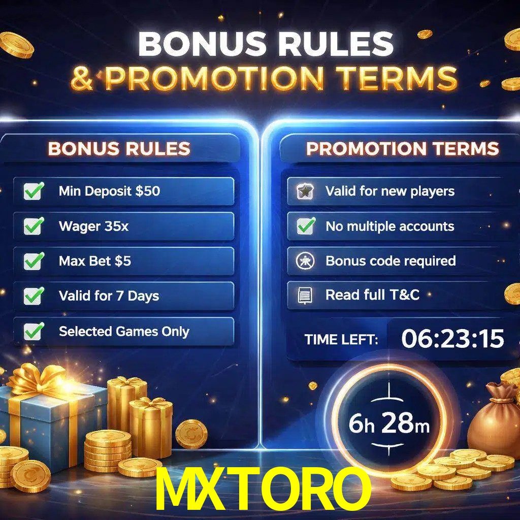 Reglas de promoción MXTORO y condiciones de bonos explicadas visualmente